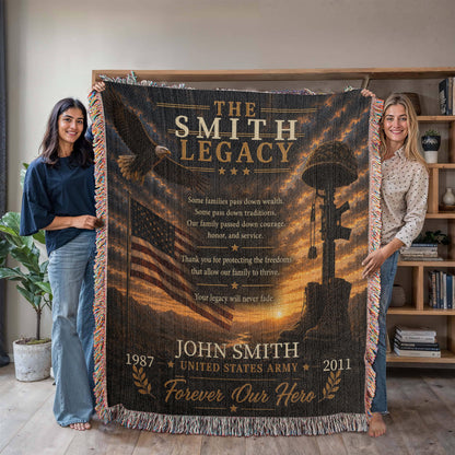 The Legacy Personalized Veteran Blanket – Custom Military Family Gift | Honor, Courage & Service