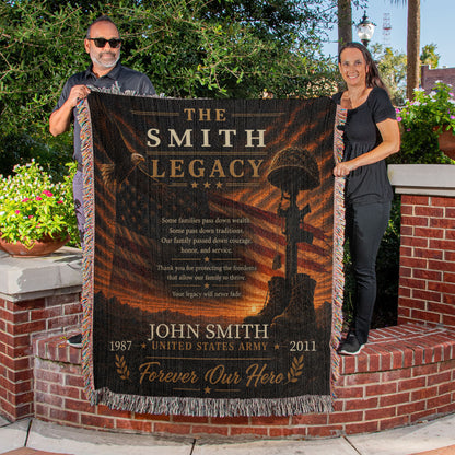 The Legacy Personalized Veteran Blanket – Custom Military Family Gift | Honor, Courage & Service