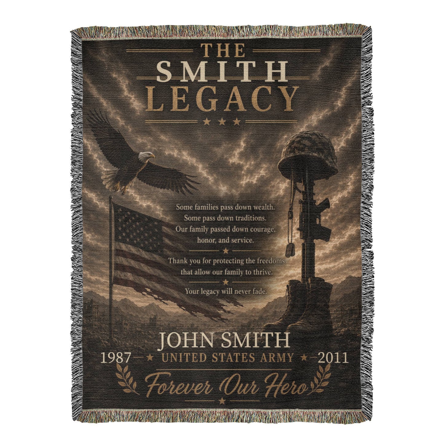 The Legacy Personalized Veteran Blanket – Custom Military Family Gift | Honor, Courage & Service