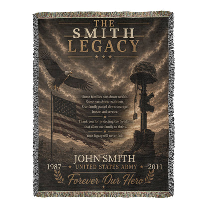 The Legacy Personalized Veteran Blanket – Custom Military Family Gift | Honor, Courage & Service