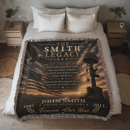 The Legacy Personalized Veteran Blanket – Custom Military Family Gift | Honor, Courage & Service