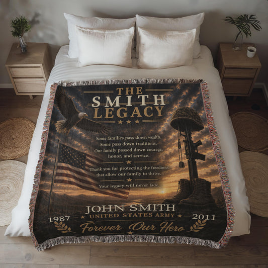 The Legacy Personalized Veteran Blanket – Custom Military Family Gift | Honor, Courage & Service