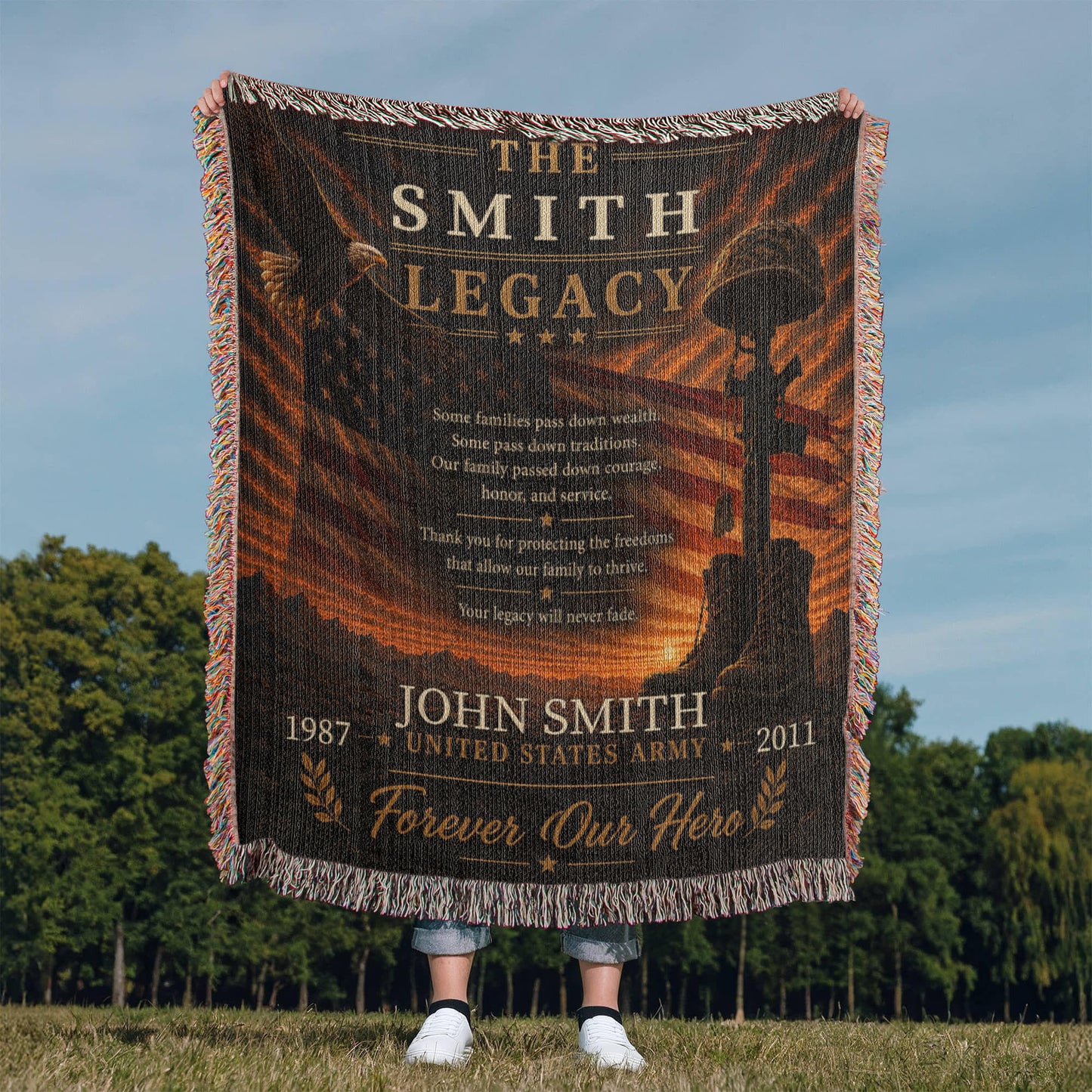 The Legacy Personalized Veteran Blanket – Custom Military Family Gift | Honor, Courage & Service