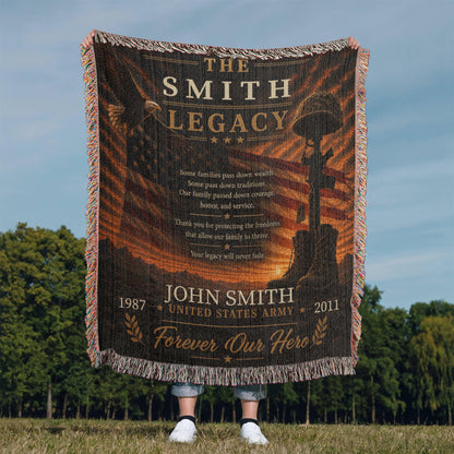 The Legacy Personalized Veteran Blanket – Custom Military Family Gift | Honor, Courage & Service