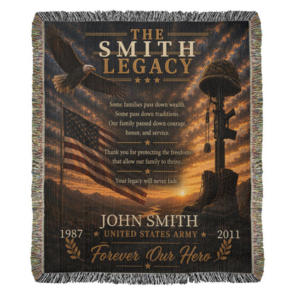 The Legacy Personalized Veteran Blanket – Custom Military Family Gift | Honor, Courage & Service