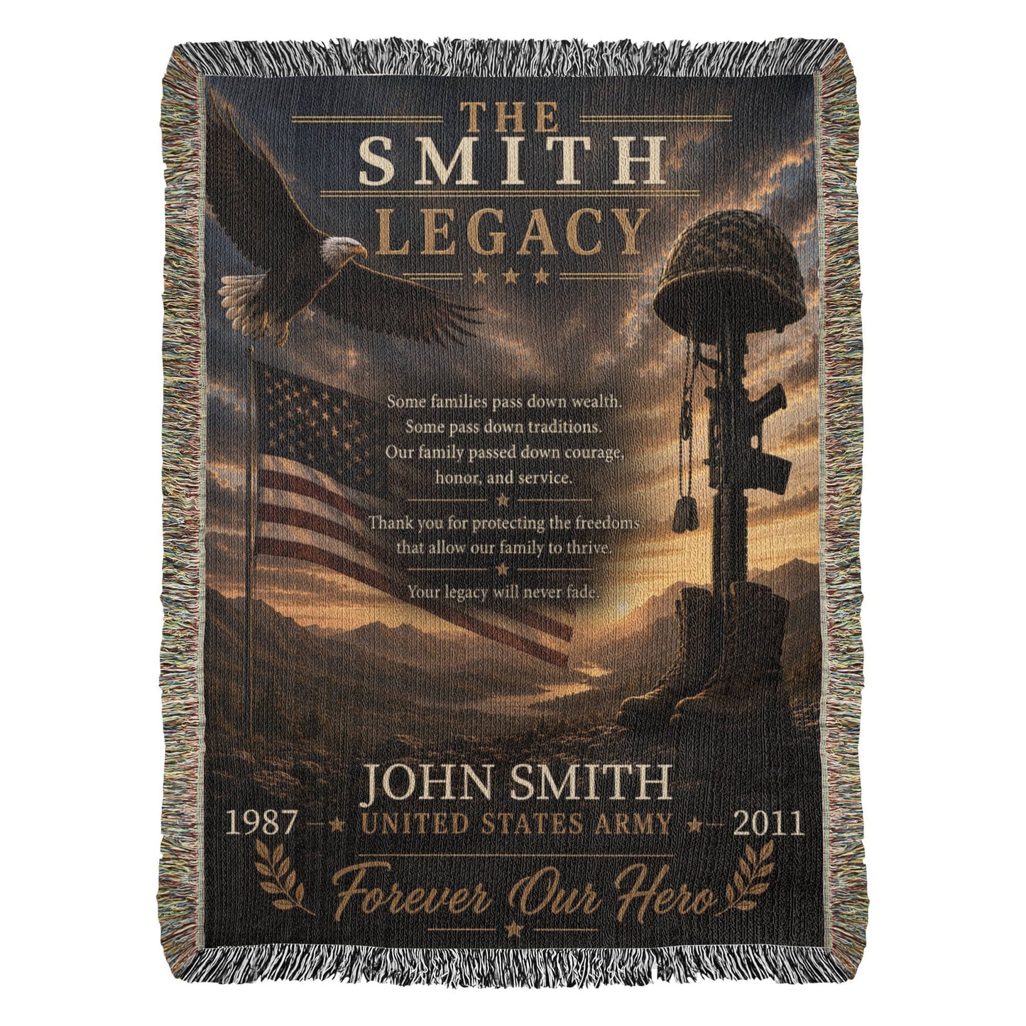 The Legacy Personalized Veteran Blanket – Custom Military Family Gift | Honor, Courage & Service