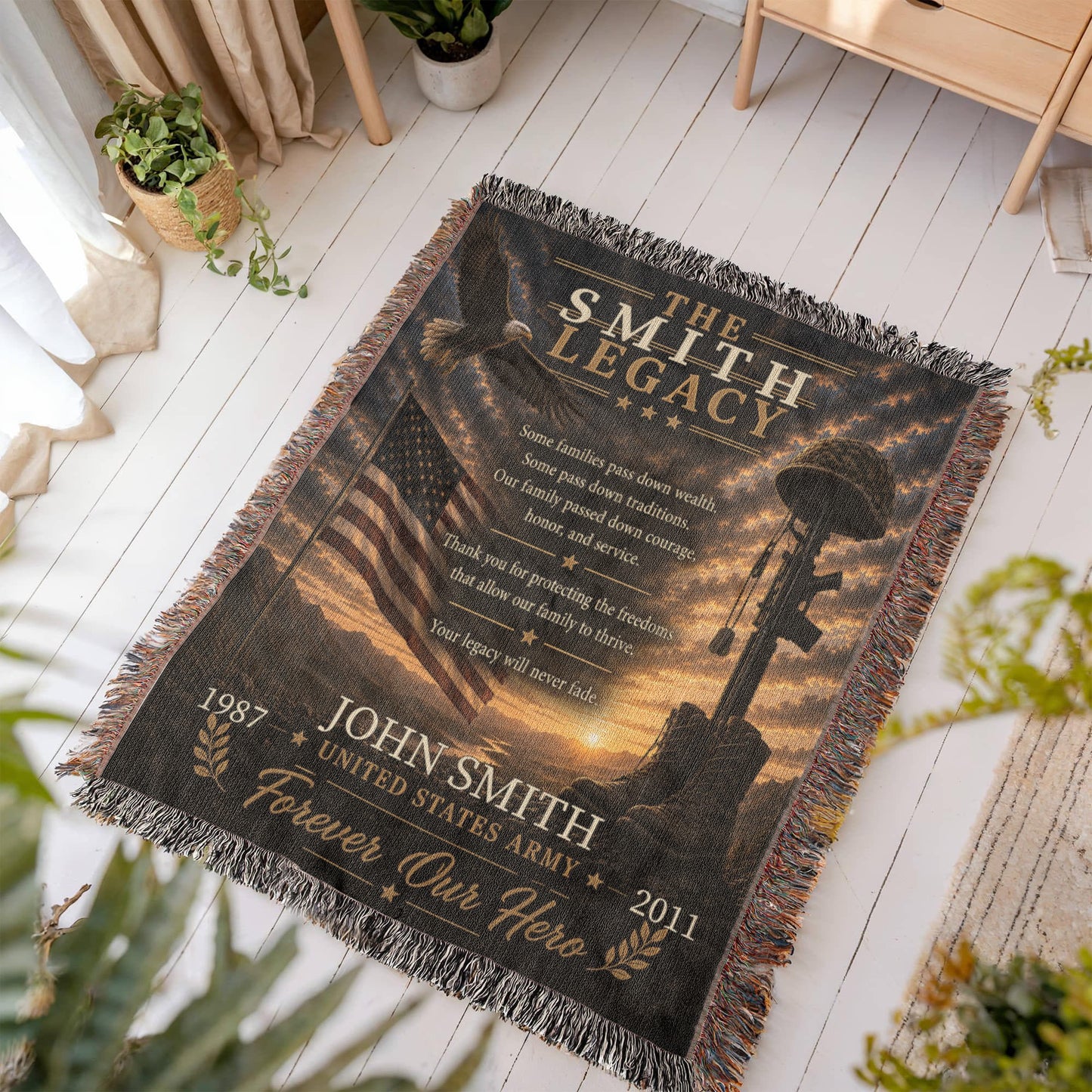 The Legacy Personalized Veteran Blanket – Custom Military Family Gift | Honor, Courage & Service