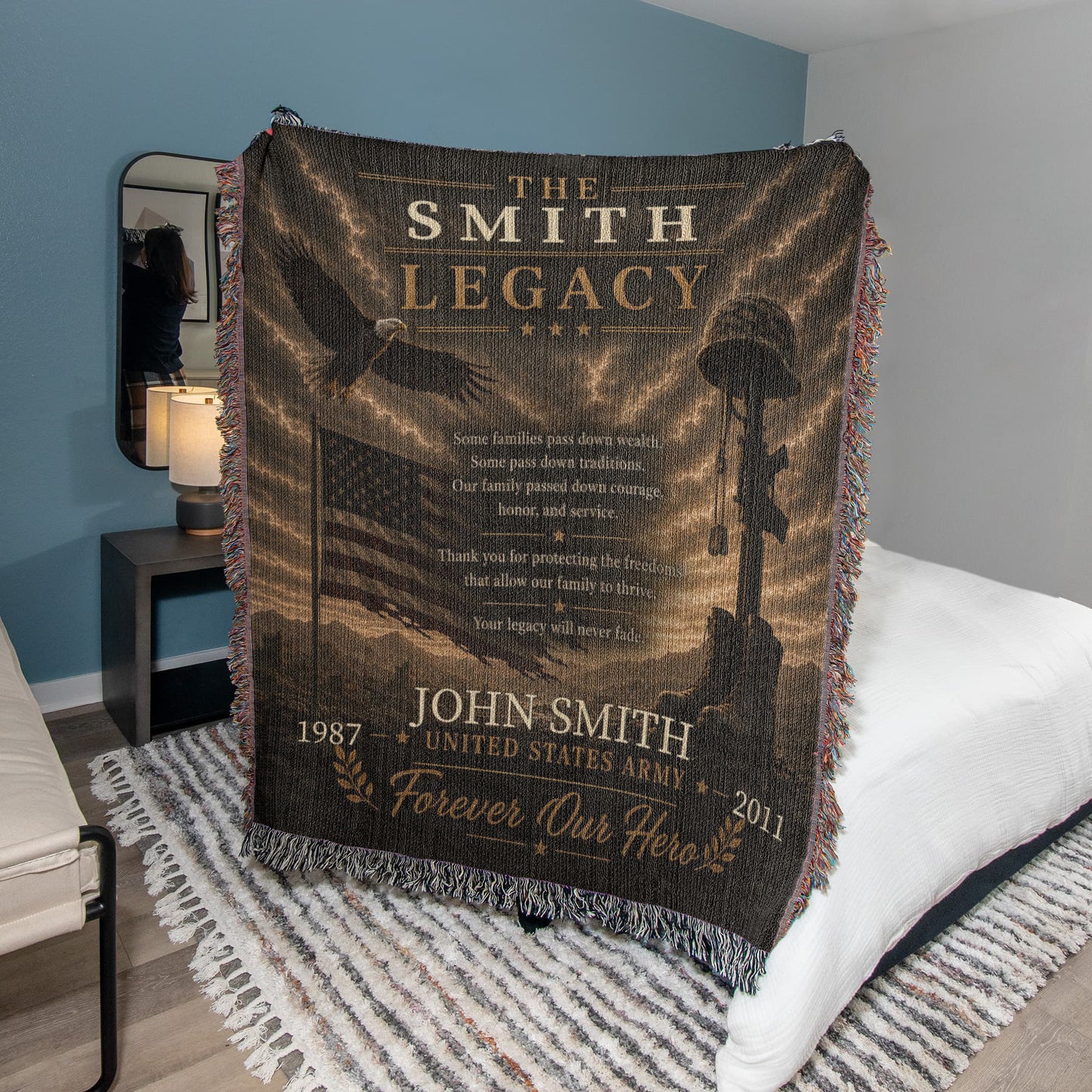 The Legacy Personalized Veteran Blanket – Custom Military Family Gift | Honor, Courage & Service