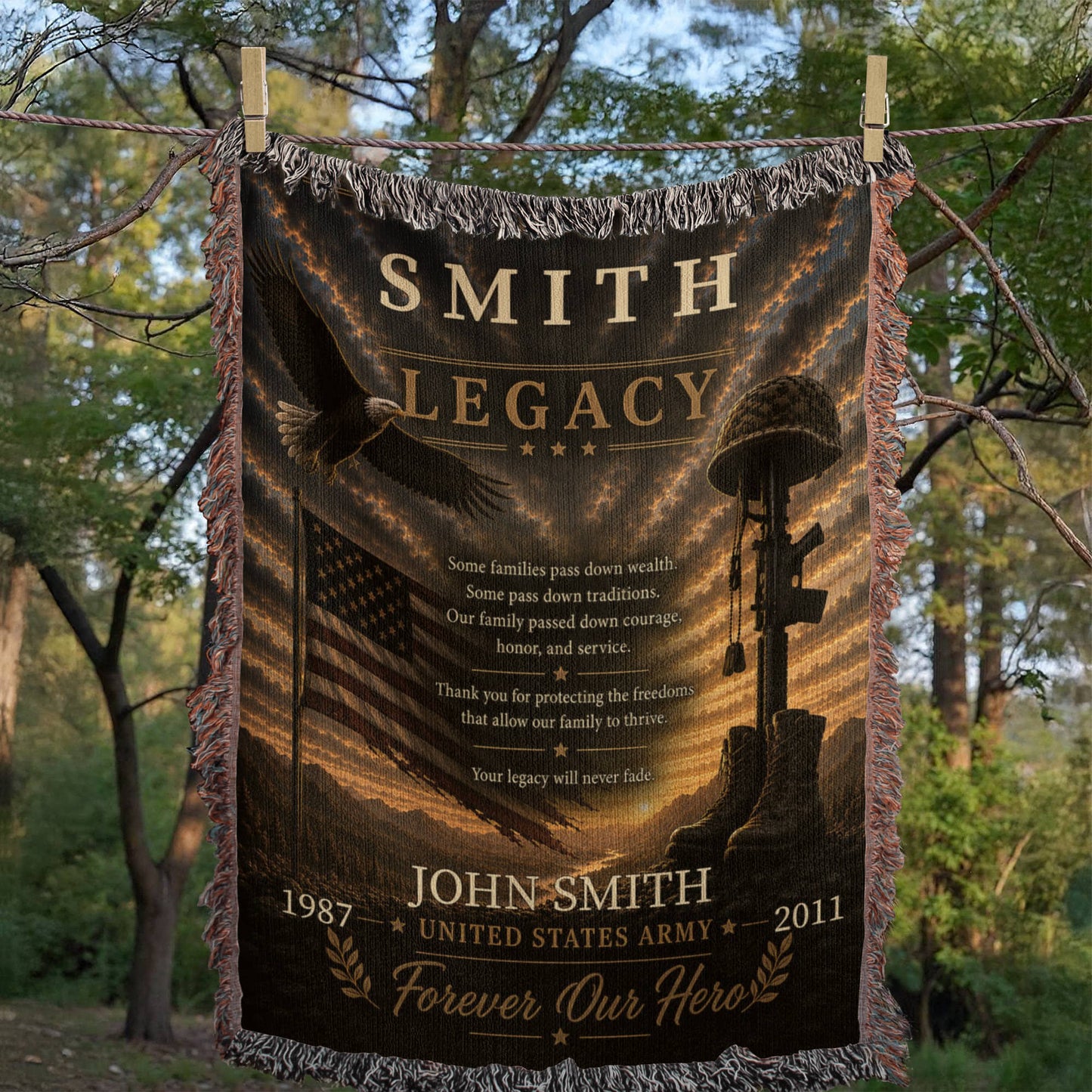The Legacy Personalized Veteran Blanket – Custom Military Family Gift | Honor, Courage & Service