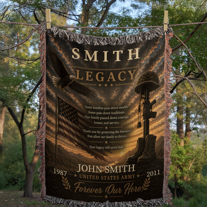 The Legacy Personalized Veteran Blanket – Custom Military Family Gift | Honor, Courage & Service