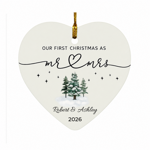 Mr & Mrs Ornament – First Christmas Personalized Wedding Keepsake
