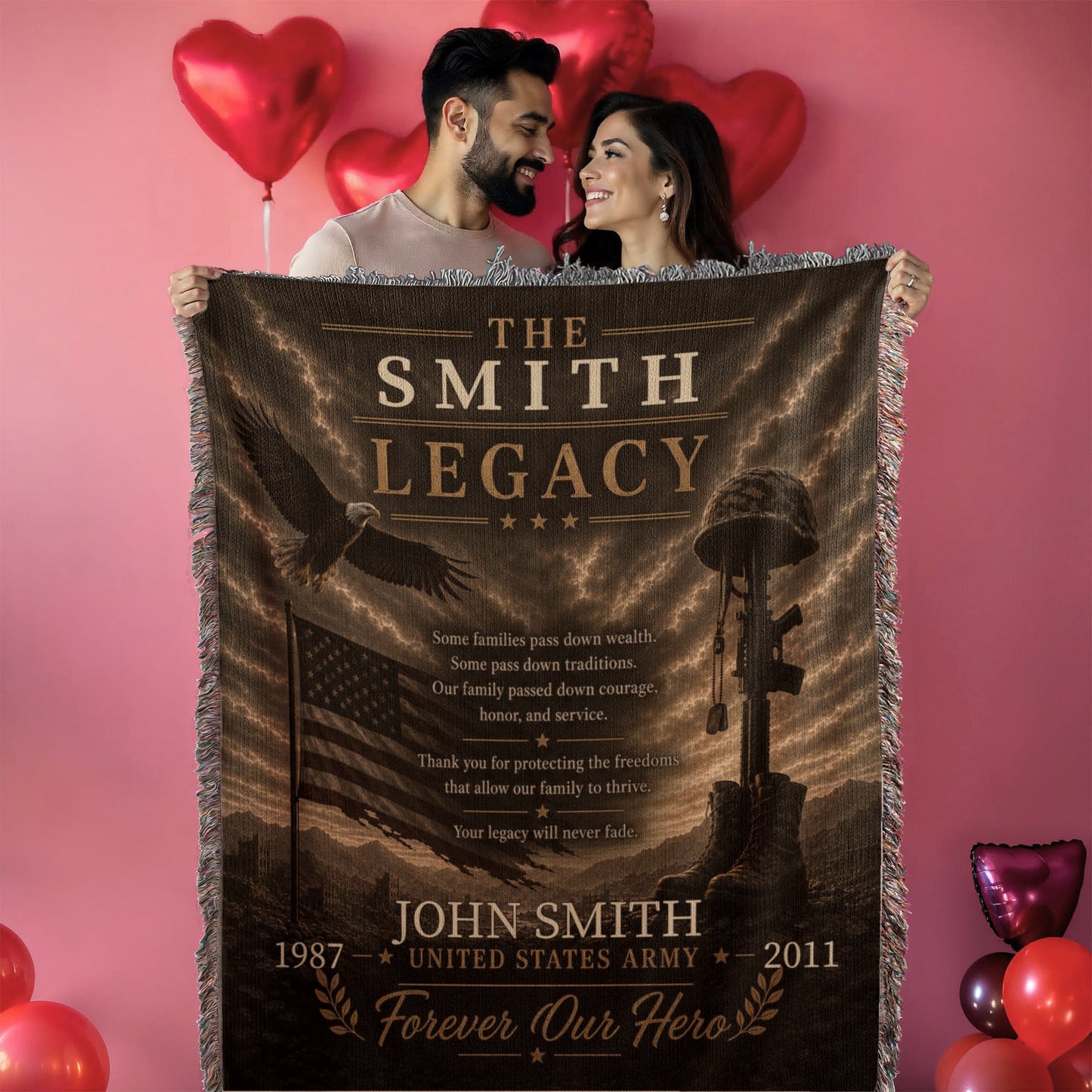 The Legacy Personalized Veteran Blanket – Custom Military Family Gift | Honor, Courage & Service